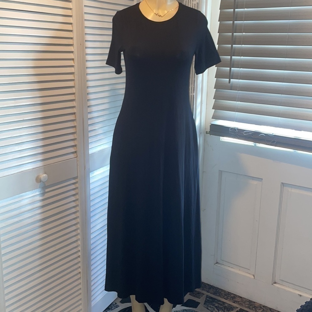 Eileen Fisher-
Jersey Knit Crew Neck Short Sleeve Shift Dress - Picture 3 of 8